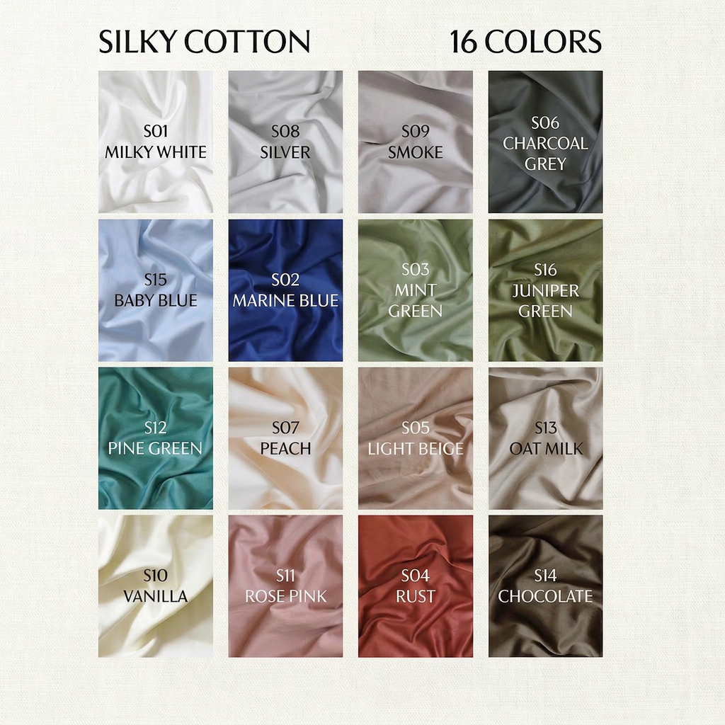 Silky Cotton colour palette - all 16 colourways available to order