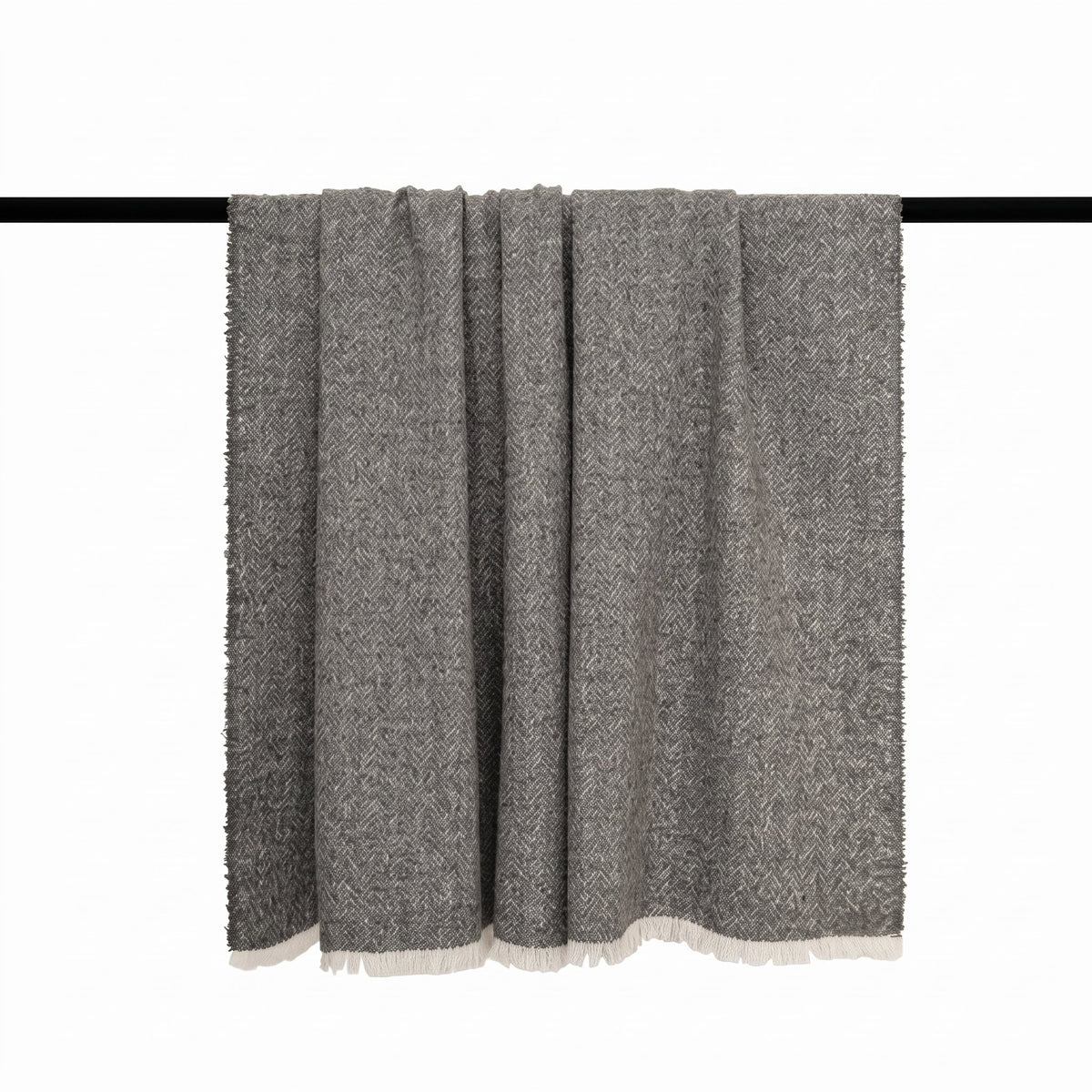 Alpaca Wool Blend Throw Blanket in Grey