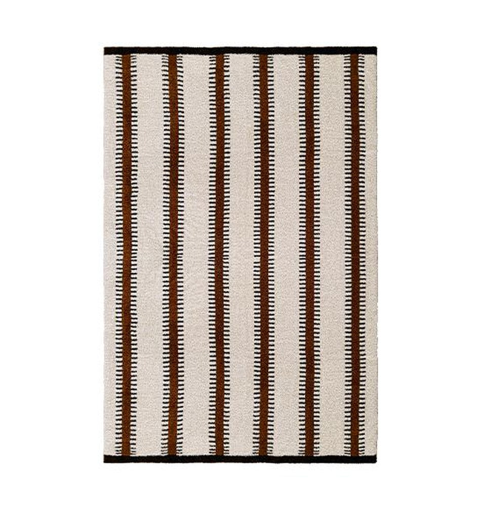 Cream and Brown Striped Woven Throw Blanket in Cream and Brown