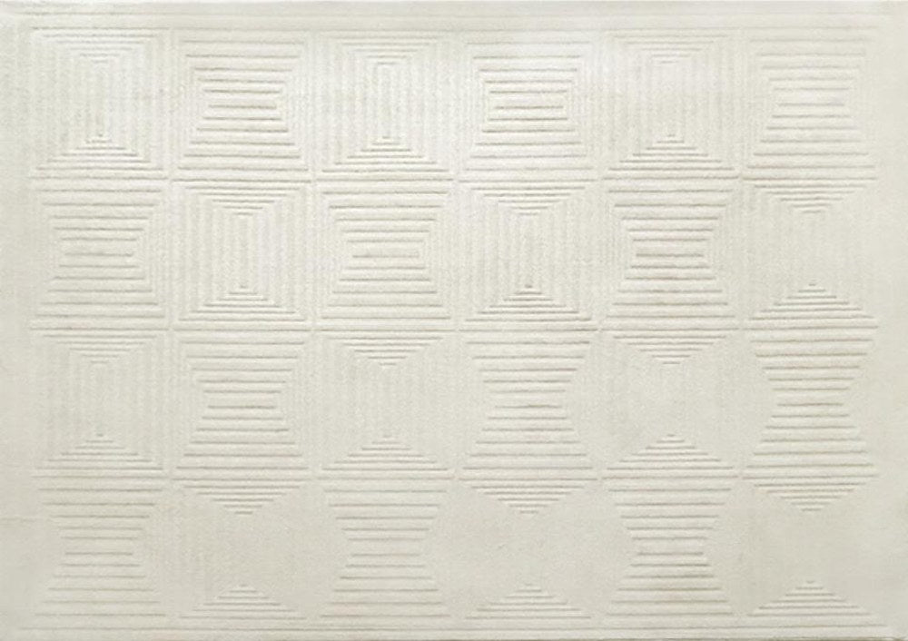 Loop-Pile Geometric Rug in Beige Ripple