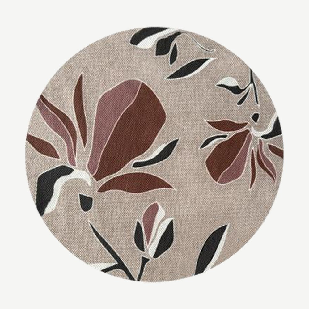 Round Magnolia Woven Rug in Rouge Red