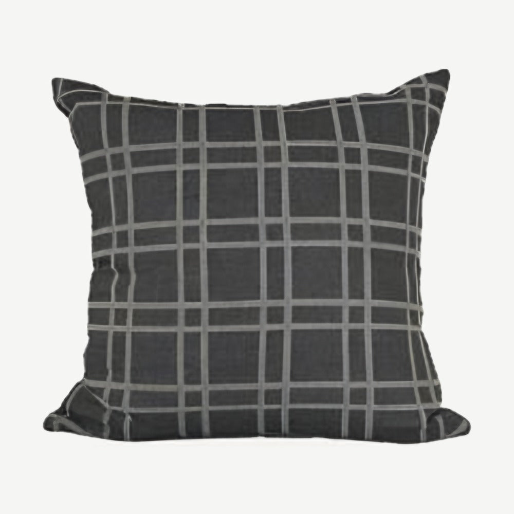 Charcoal Check Jacquard Linen Viscose Cushion Covers