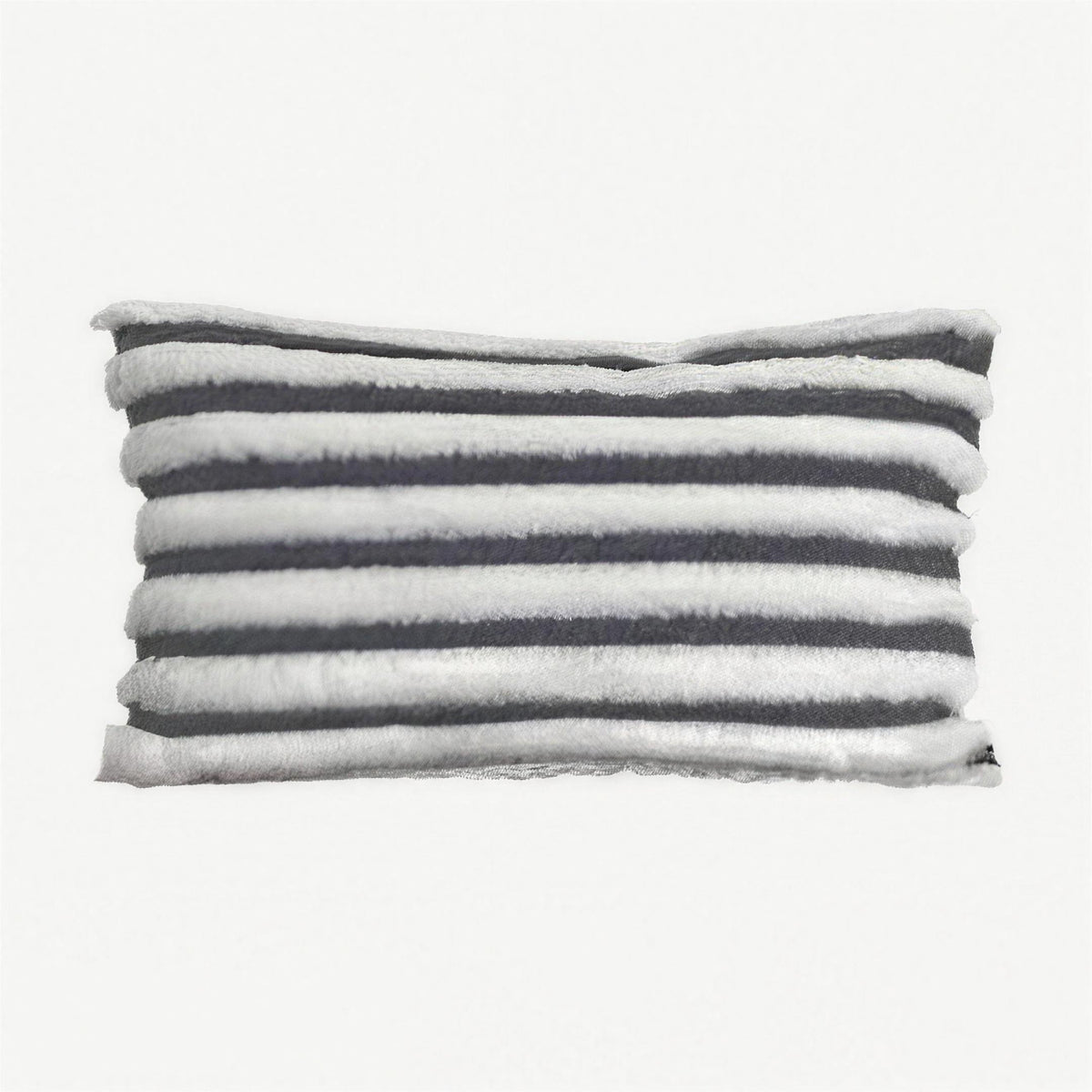 Grey & Ivory Stripe Faux Fur Cushion Covers