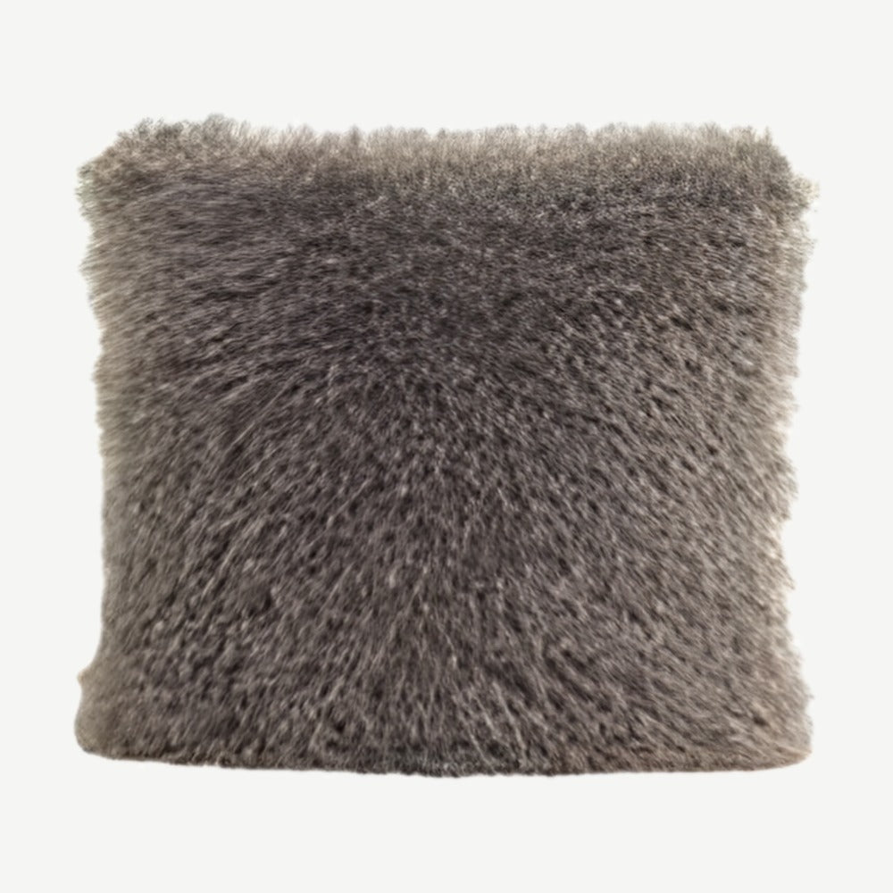 Shaggy Faux Fur Cushion Covers in Smoky Grey
