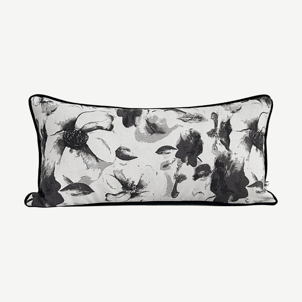 Black & White Floral Jacquard Cushion Covers