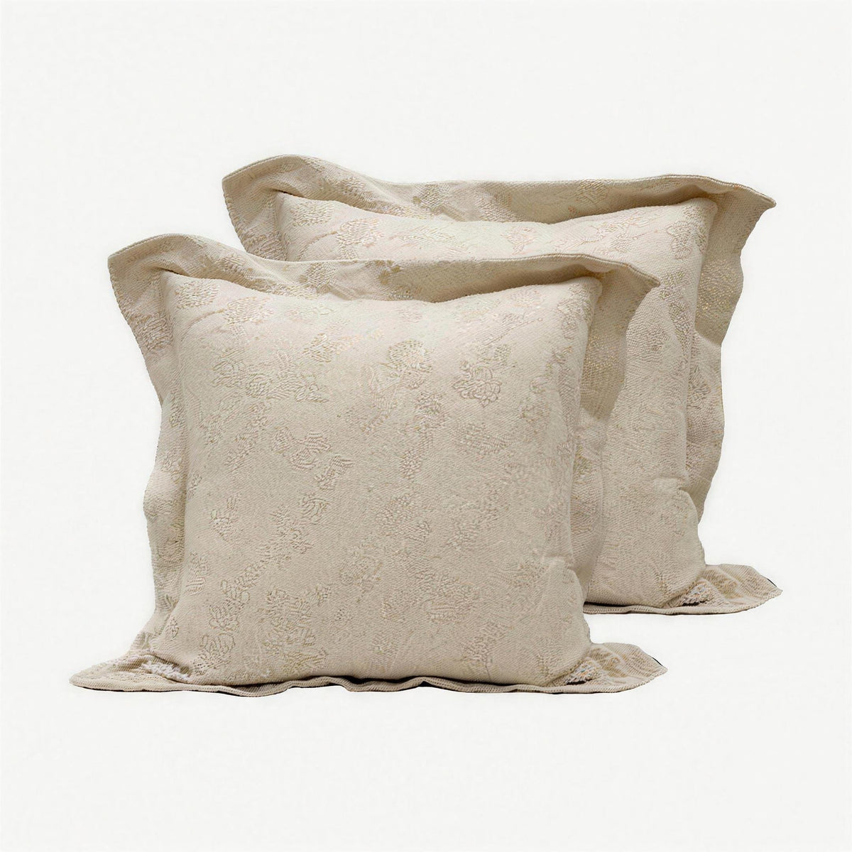 Cream Vine Flanged Jacquard Cotton Viscose Cushion Covers