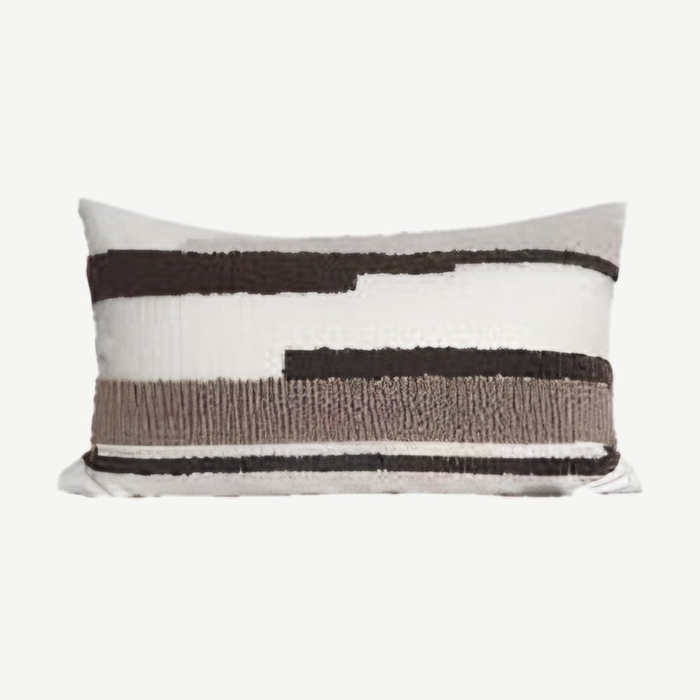 Ivory & Brown Brushstroke Embroidery Cushion Covers