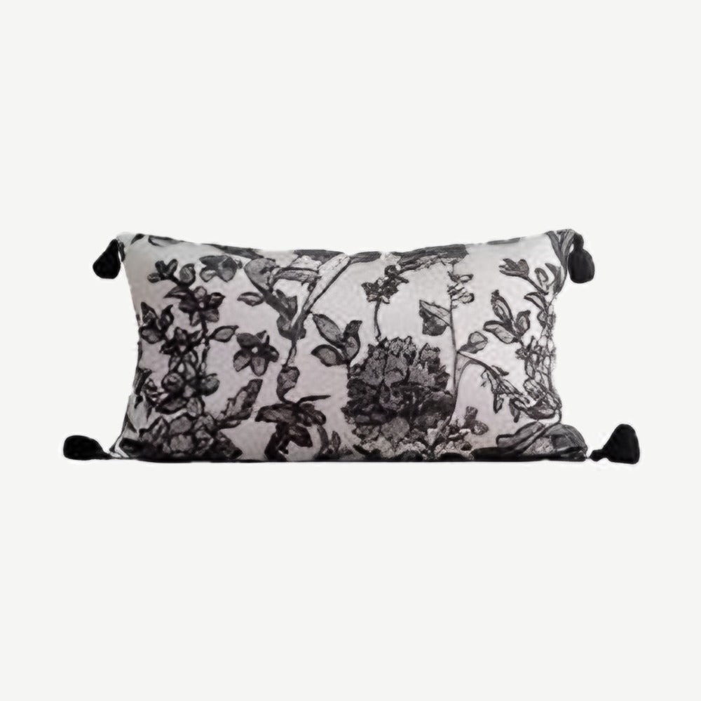 Ivory & Black Lace Jacquard Cushion Covers