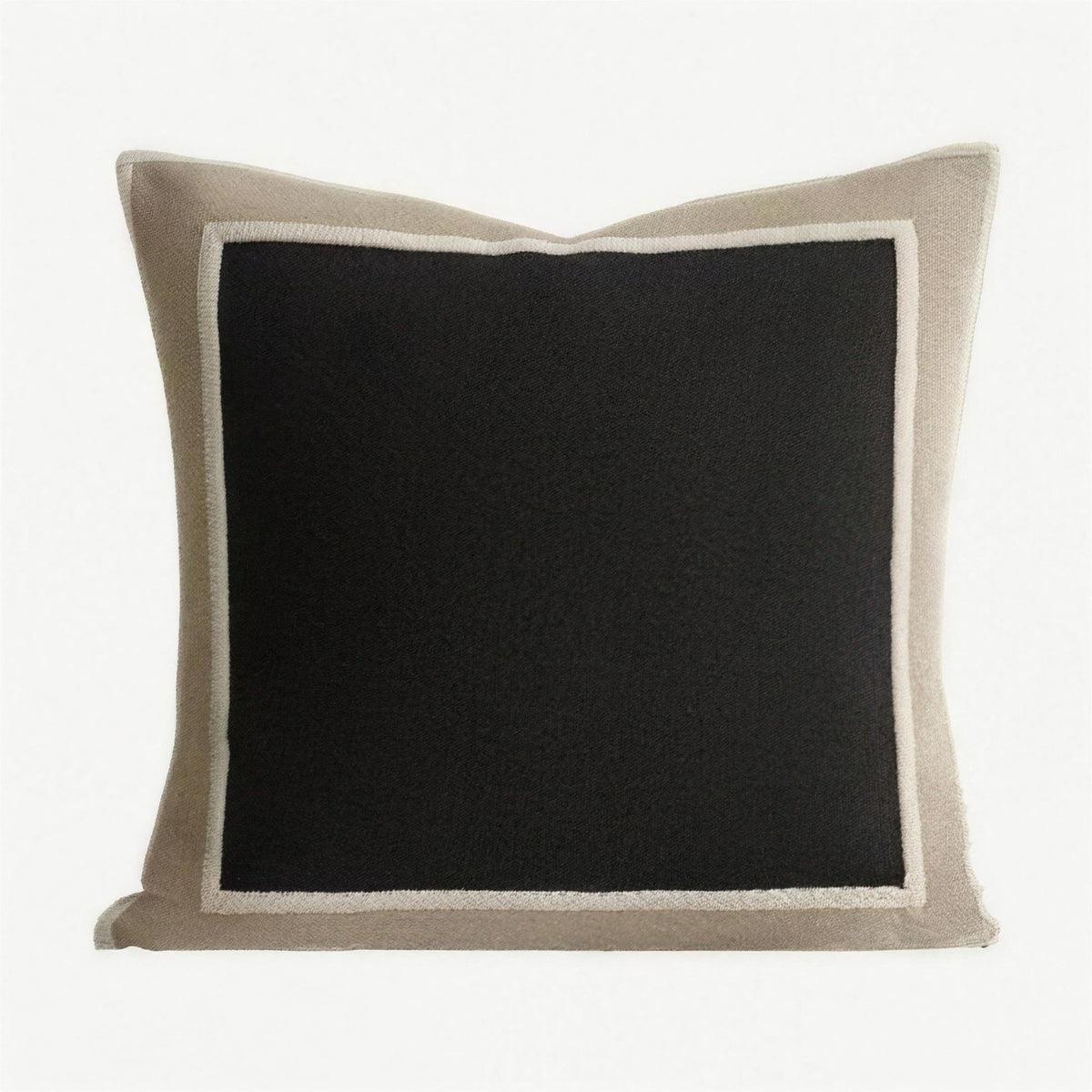 Framed Border Jacquard Cushion Covers in Black & Linen