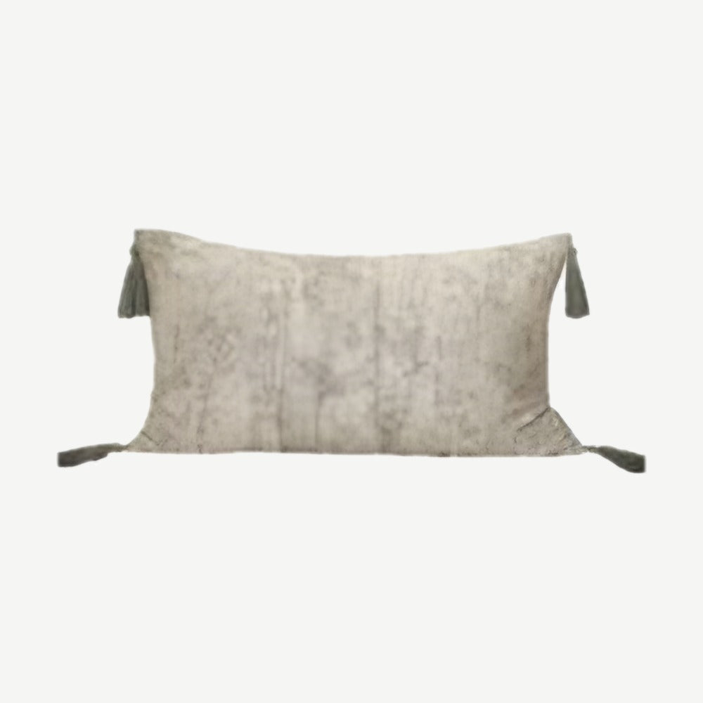 Leaf Jacquard Tassel Lyocell Cotton Cushion Covers in Ivory