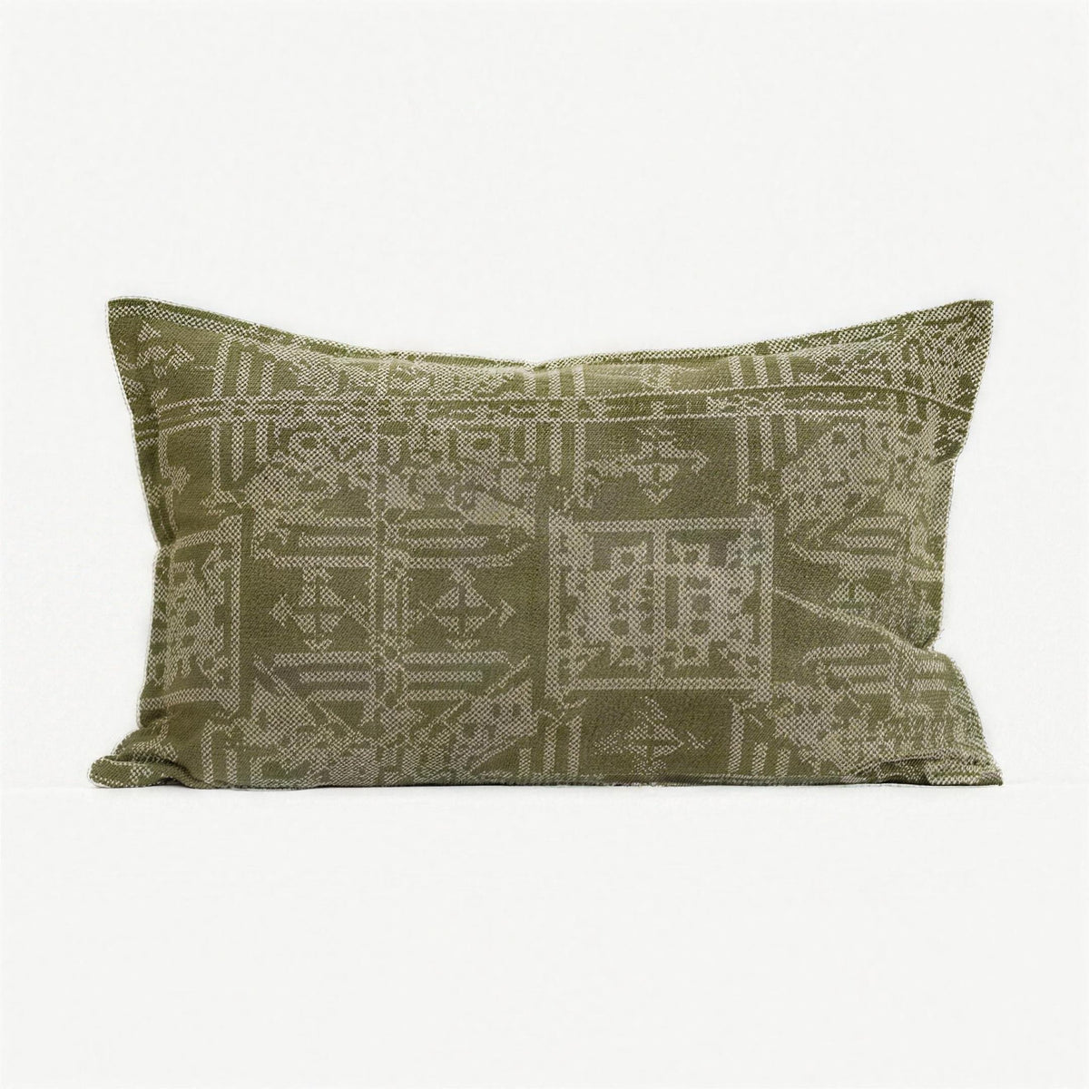 Olive Geometric Jacquard Linen Cotton Cushion Covers