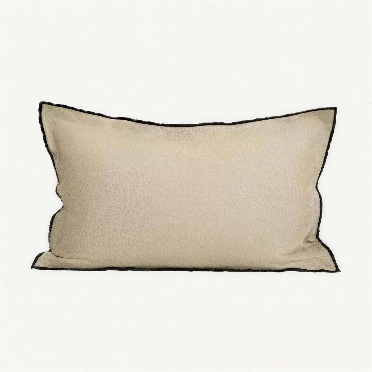 Contrast Edge Linen Cotton Cushion Covers in Beige & Black Edge