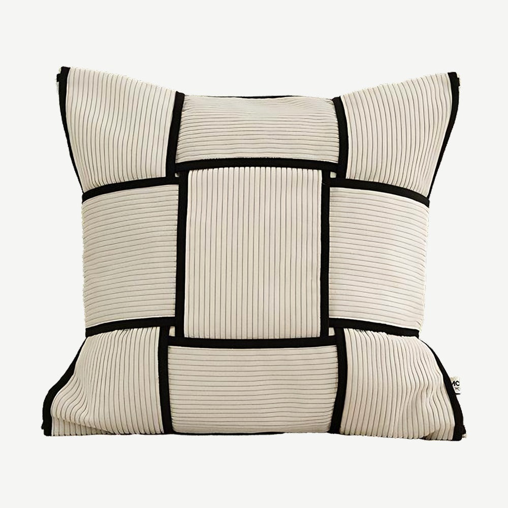 Ivory & Black Basket Weave Cushion Covers