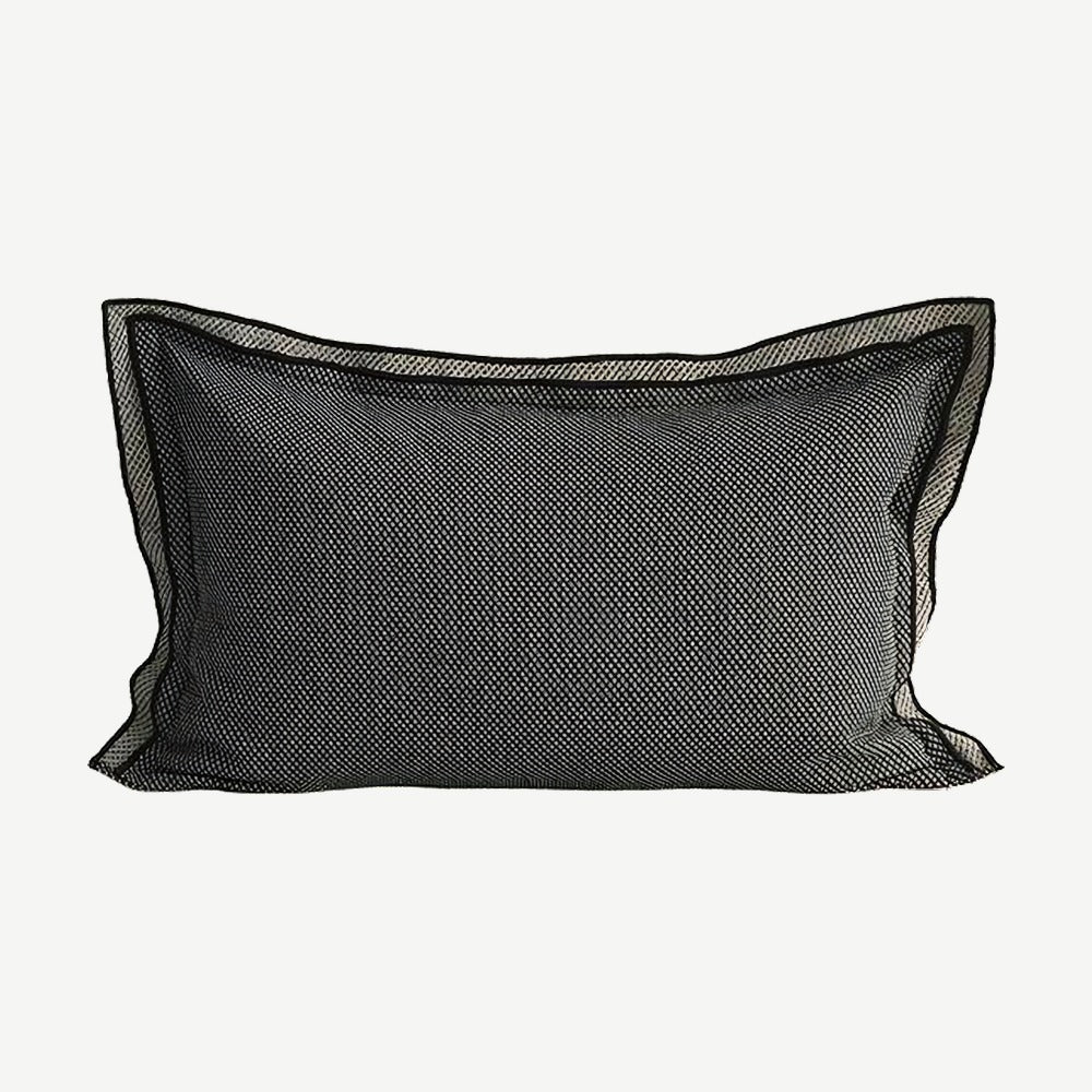 Charcoal Border Jacquard Lumbar Cushion Covers