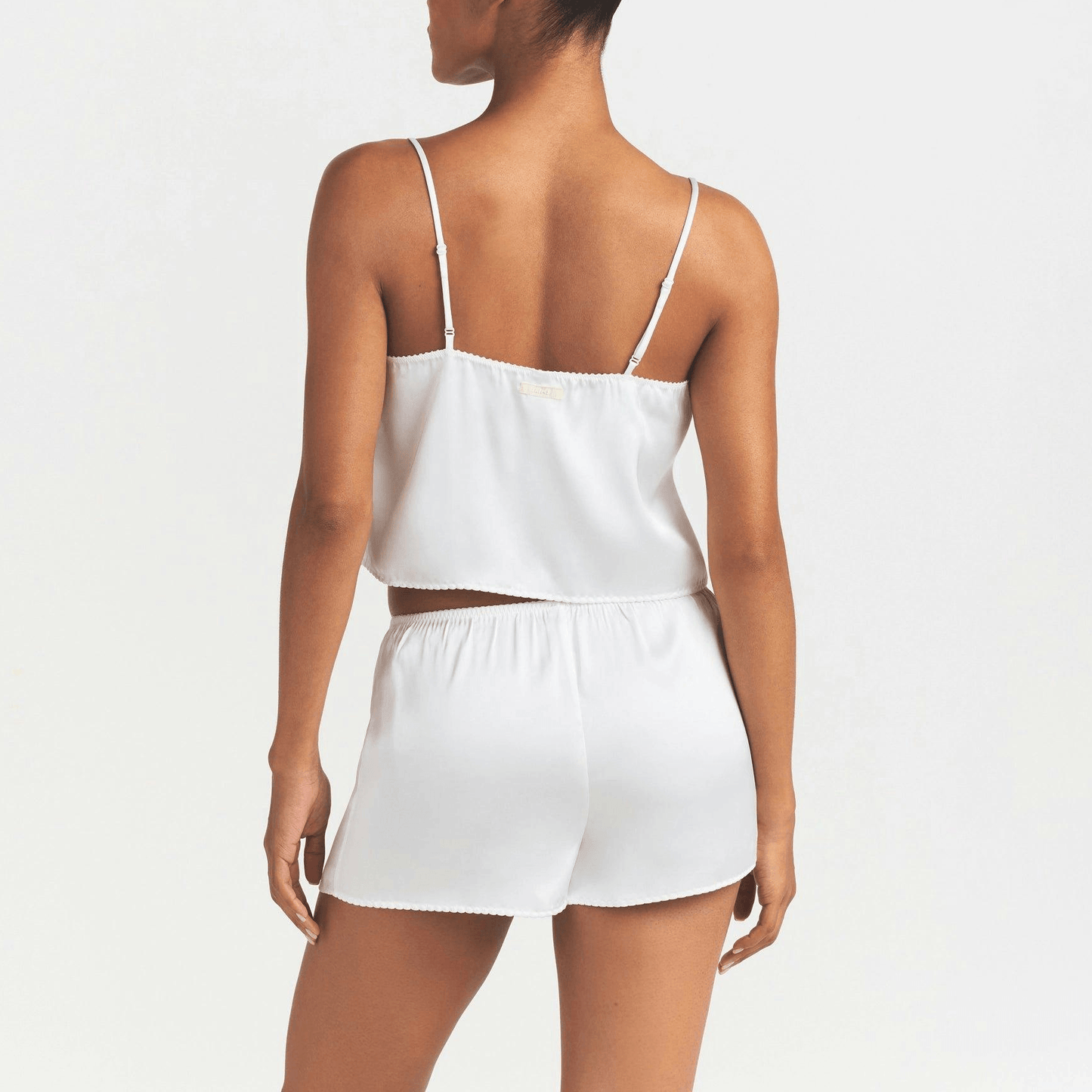 19 momme White Solid Cami Pyjama Set — Women's