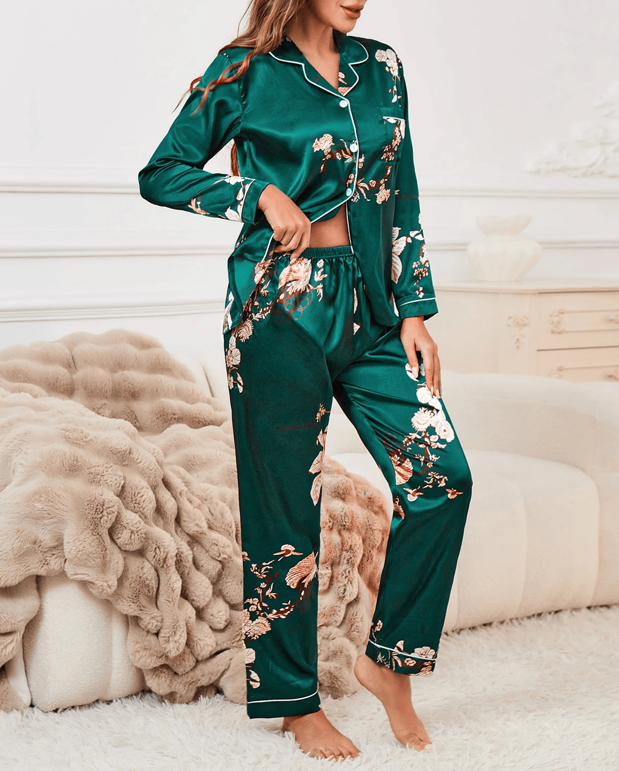 Floral Grace Long Pyjama Set — Women's