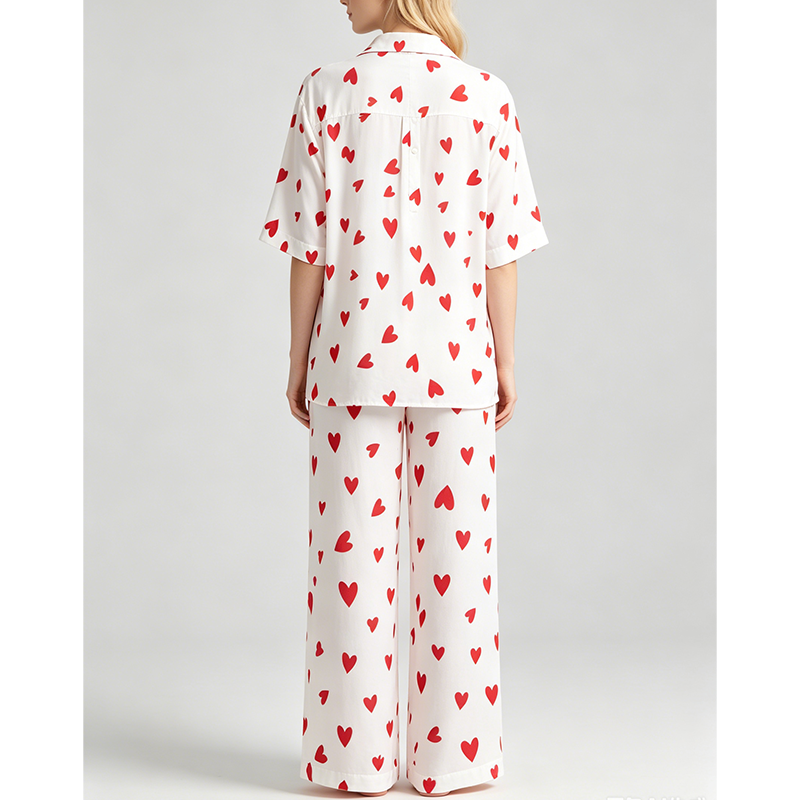 Hearts Long Pyjama Set — Women's