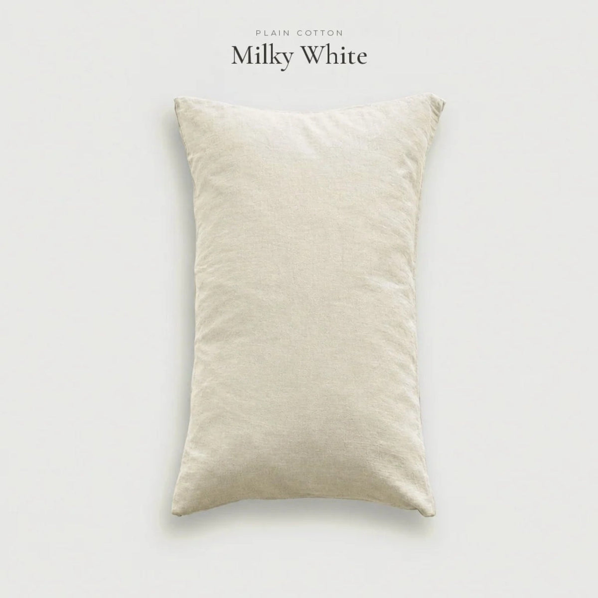 Off White Plain Cotton pillowcase in a soft warm white, studio shot
