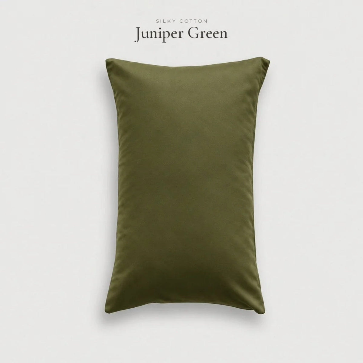 Juniper Green olive Silky Cotton sateen pillowcase, studio shot
