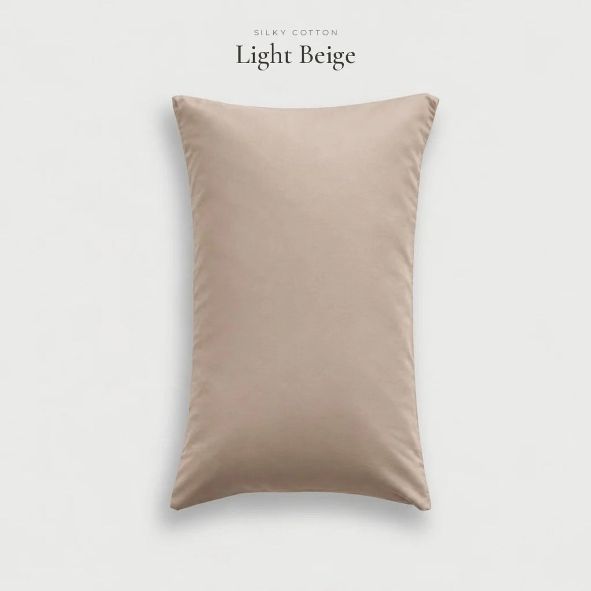Light Beige sand Silky Cotton sateen pillowcase, studio shot