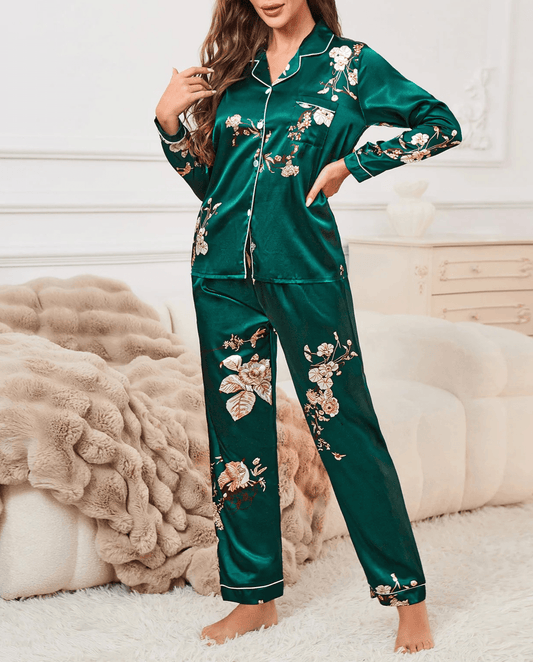 Floral Grace long pyjama set in Modal Cloud