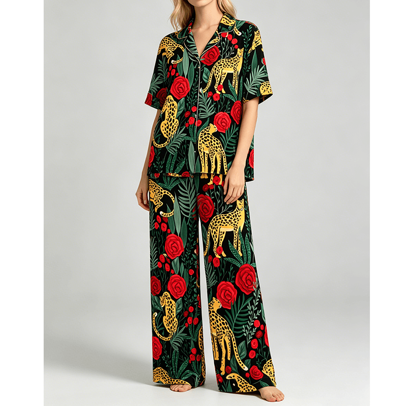 Disco era Cheetah long pyjama set in Modal Cloud