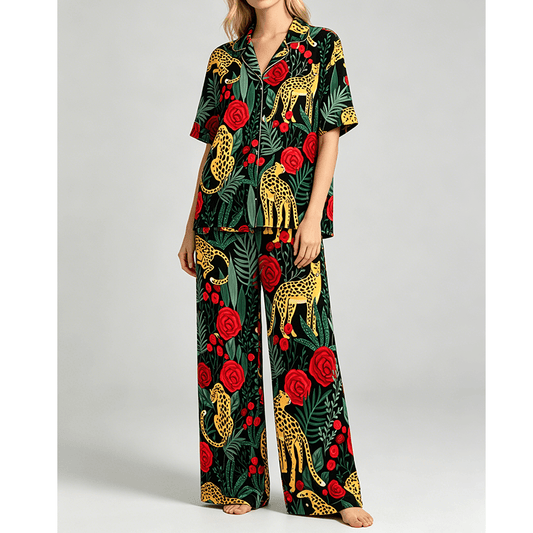 Disco era Cheetah long pyjama set in Modal Cloud