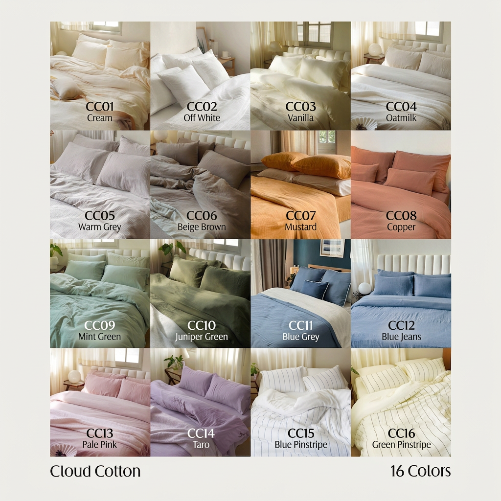 Cloud Cotton colour palette - all 16 colourways available to order