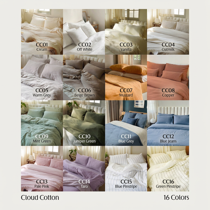 Cloud Cotton colour palette - all 16 colourways available to order