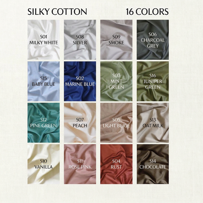 Silky Cotton colour palette - all 16 colourways available to order