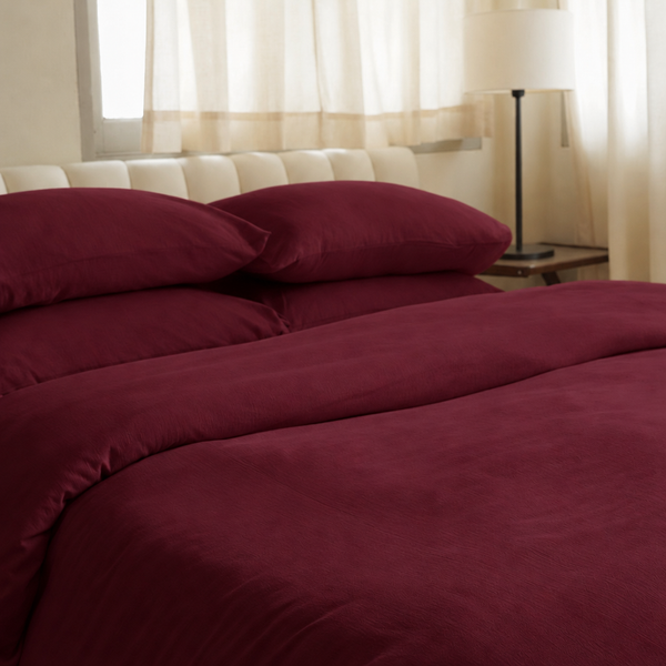 Bedding set in Burgundy Red, Plain Cotton