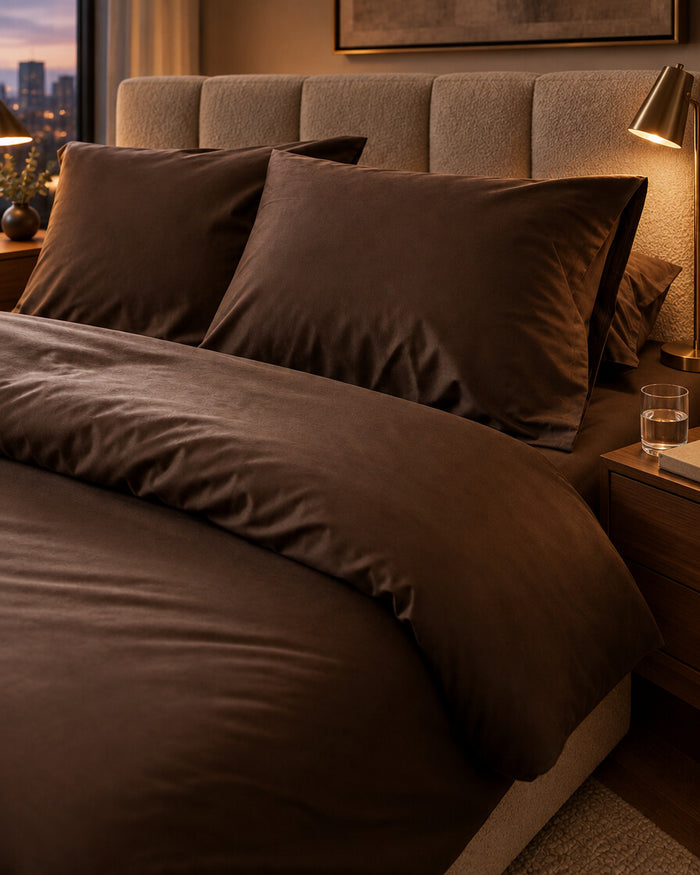 Chocolate brown Silky Cotton sateen bedding