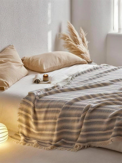 Striped Woven Cotton throw, styled at home