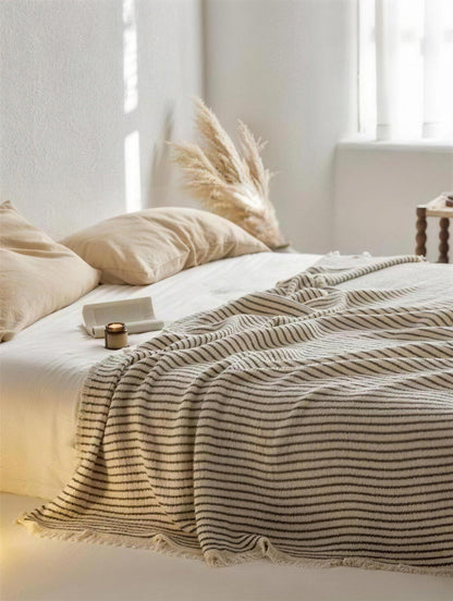 Striped Woven Cotton throw, styled at home