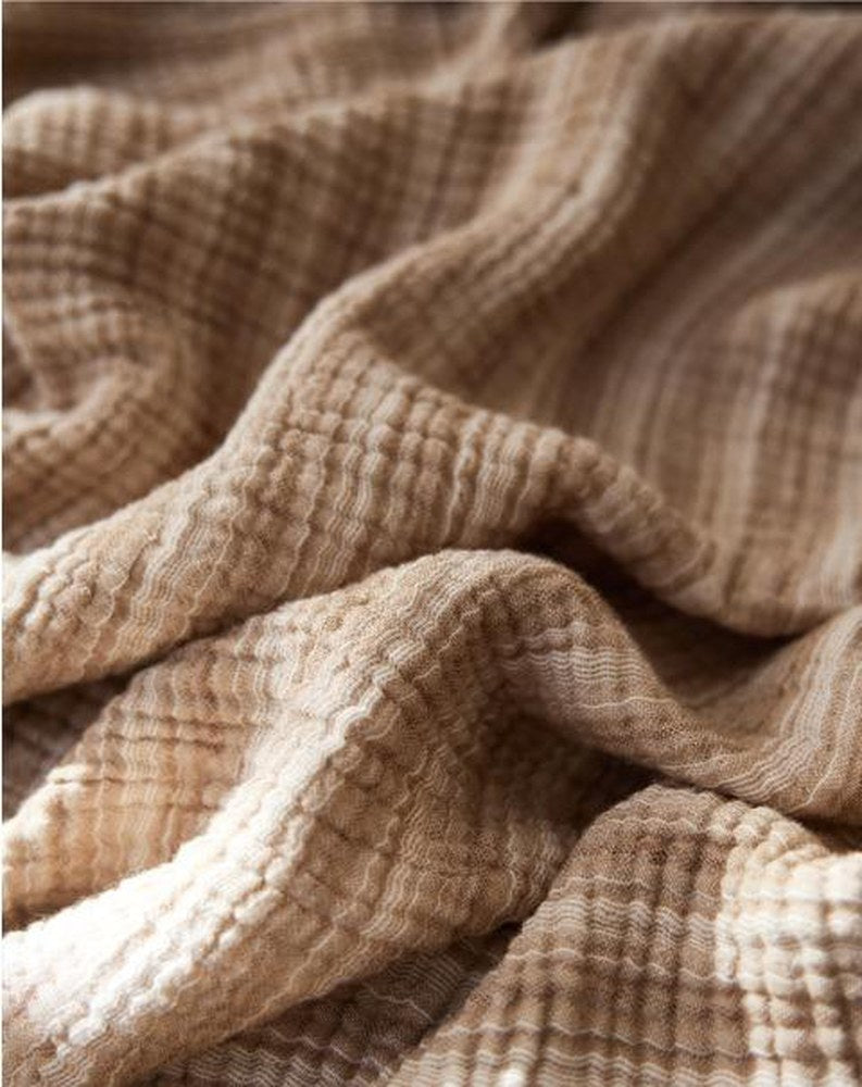 Striped Woven Cotton Throw Blanket in Brown Stripe