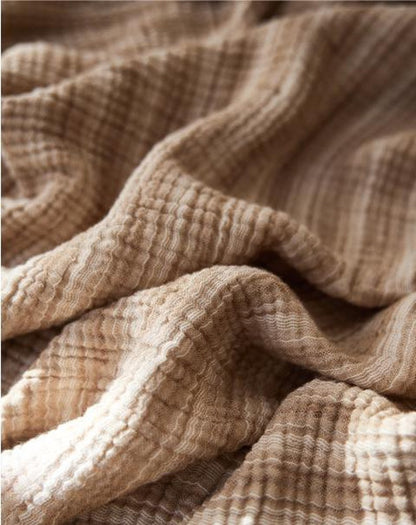 Striped Woven Cotton Throw Blanket in Brown Stripe