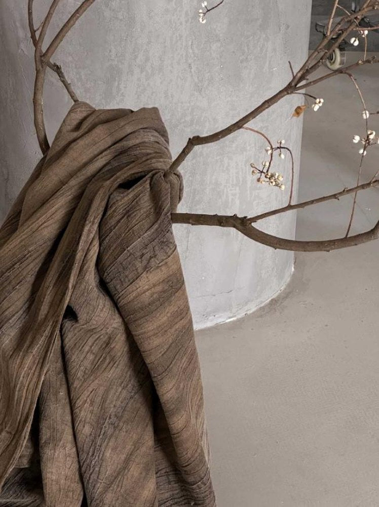 Enzyme-Washed Linen Cotton throw, styled at home
