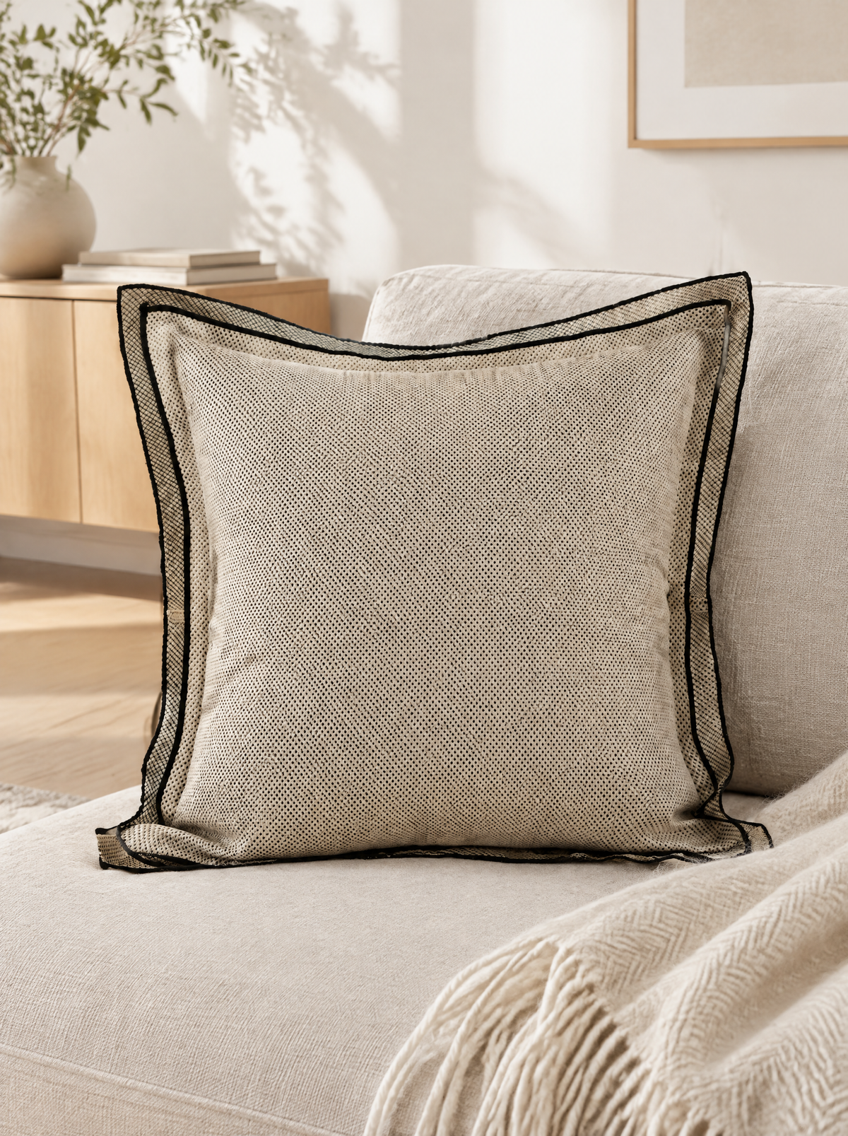 Border Jacquard Cushion Covers, styled at home