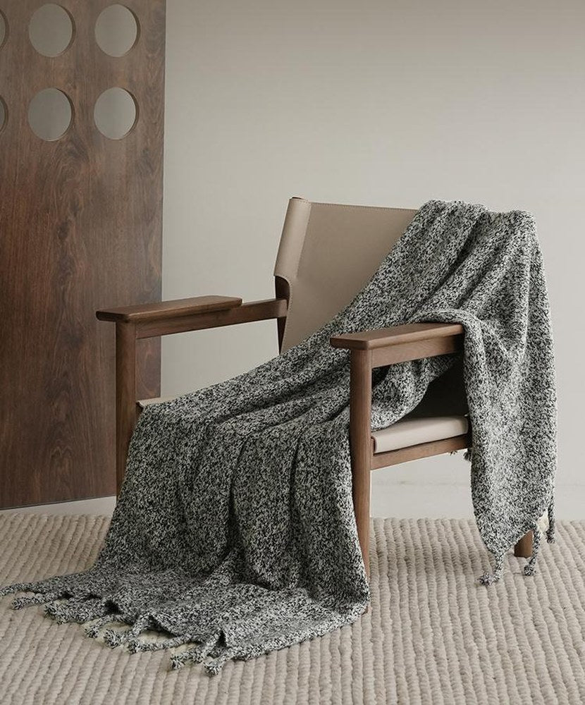 Chunky Knit Fringed throw, styled at home