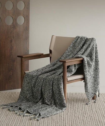 Chunky Knit Fringed throw, styled at home