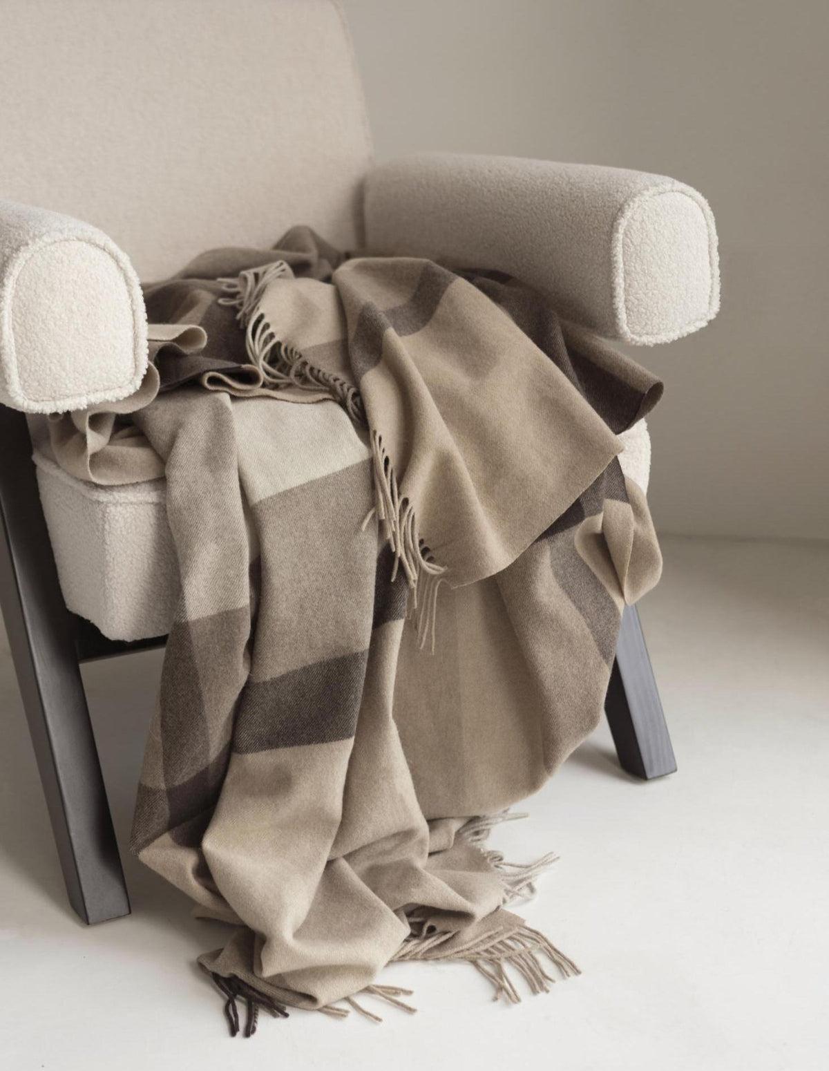 Cocoa Check Lambswool throw, styled at home