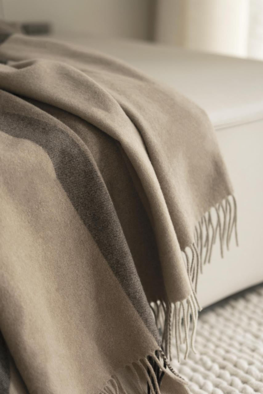 Cocoa Check Lambswool Throw Blanket in Cocoa Check