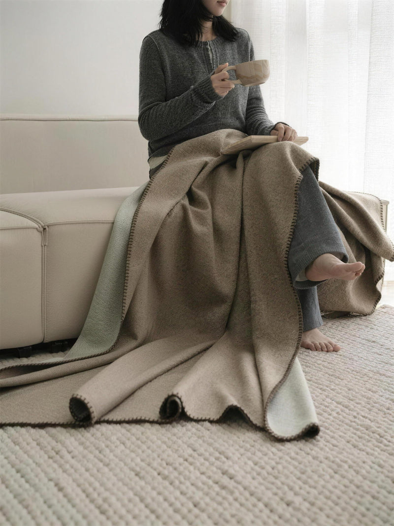 Reversible Two-Tone throw, styled at home