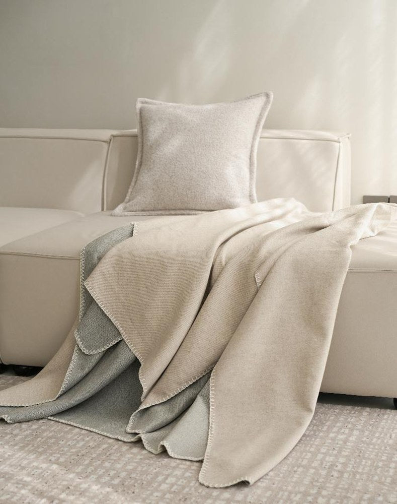 Reversible Two-Tone throw, styled at home
