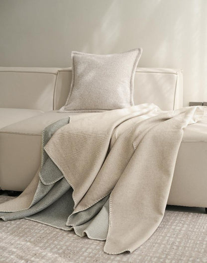 Reversible Two-Tone throw, styled at home
