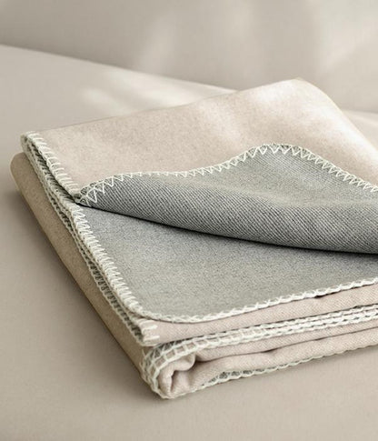 Reversible Two-Tone Throw Blanket in Ivory and Sky