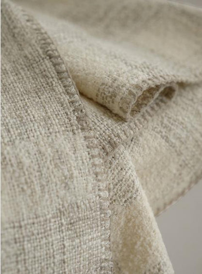 Beige Grey Check Throw Blanket in Beige Grey Check