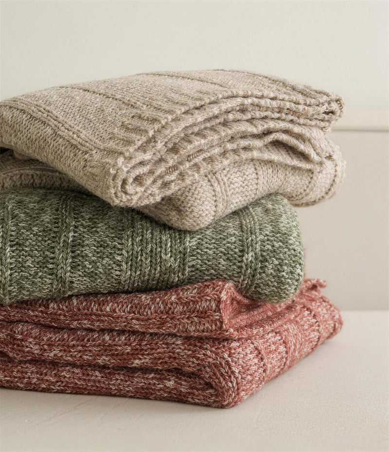 Cotton Blend Chunky Knit Throw, styled at home