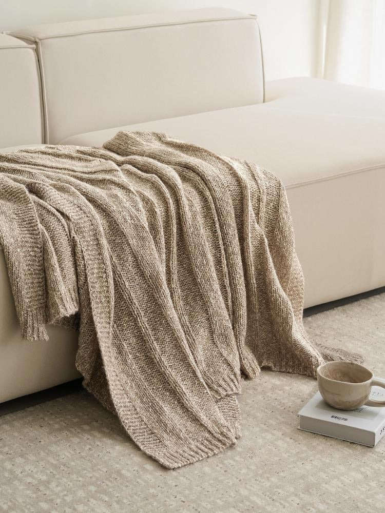 Cotton Blend Chunky Knit Throw, styled at home