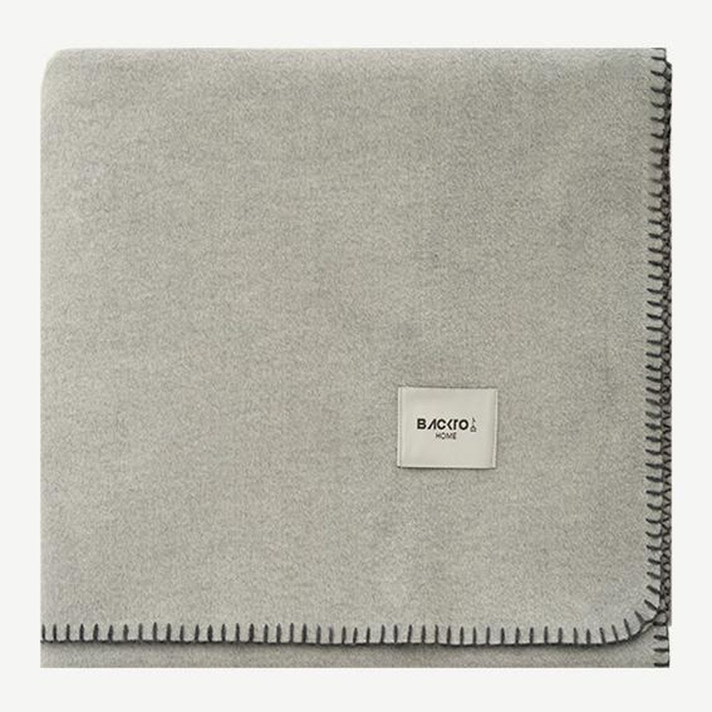 Blanket-Stitch Soft-Touch Throw Blanket in Smoky Grey
